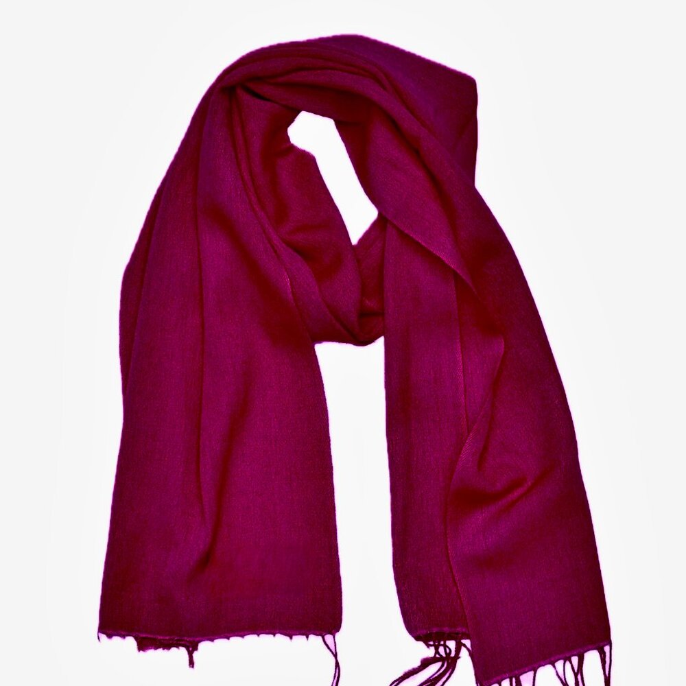 Pashmina Cashmere Shawl Scarf with Tassels Italian Made Magenta Wrap